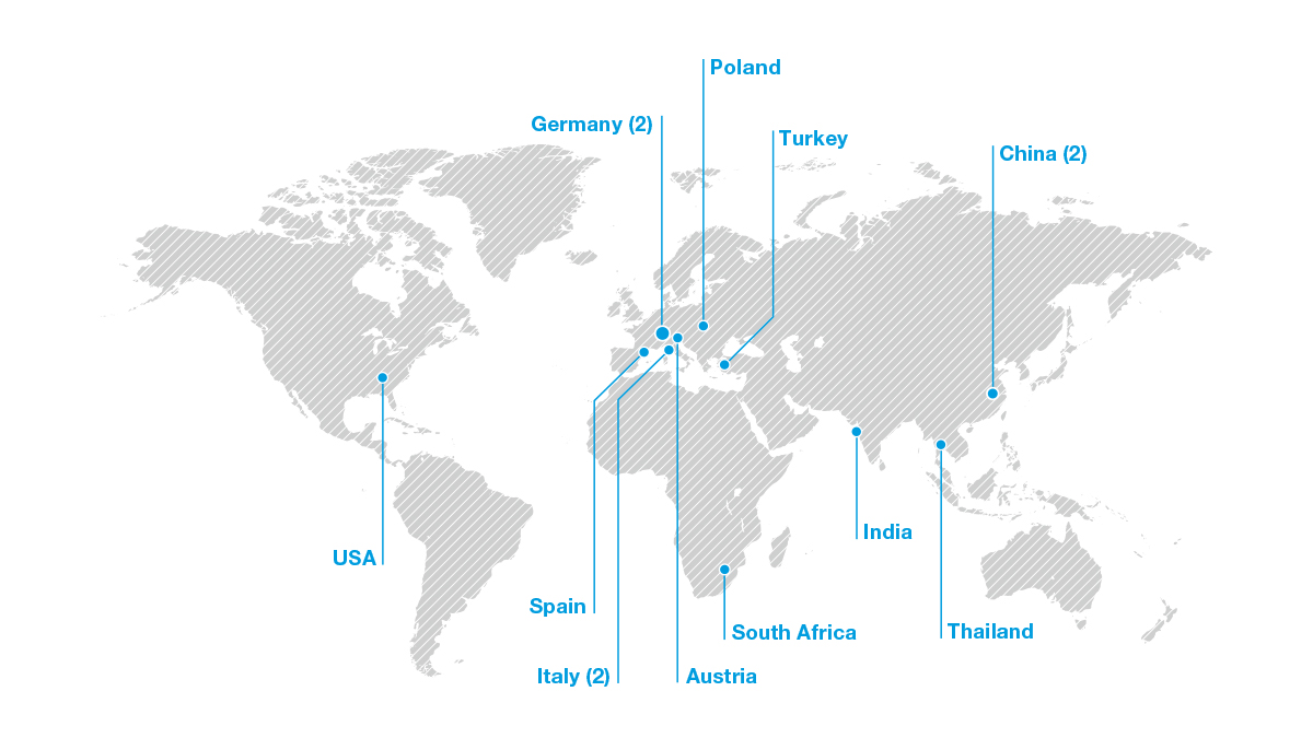 all BWF Group production sites worldwide
