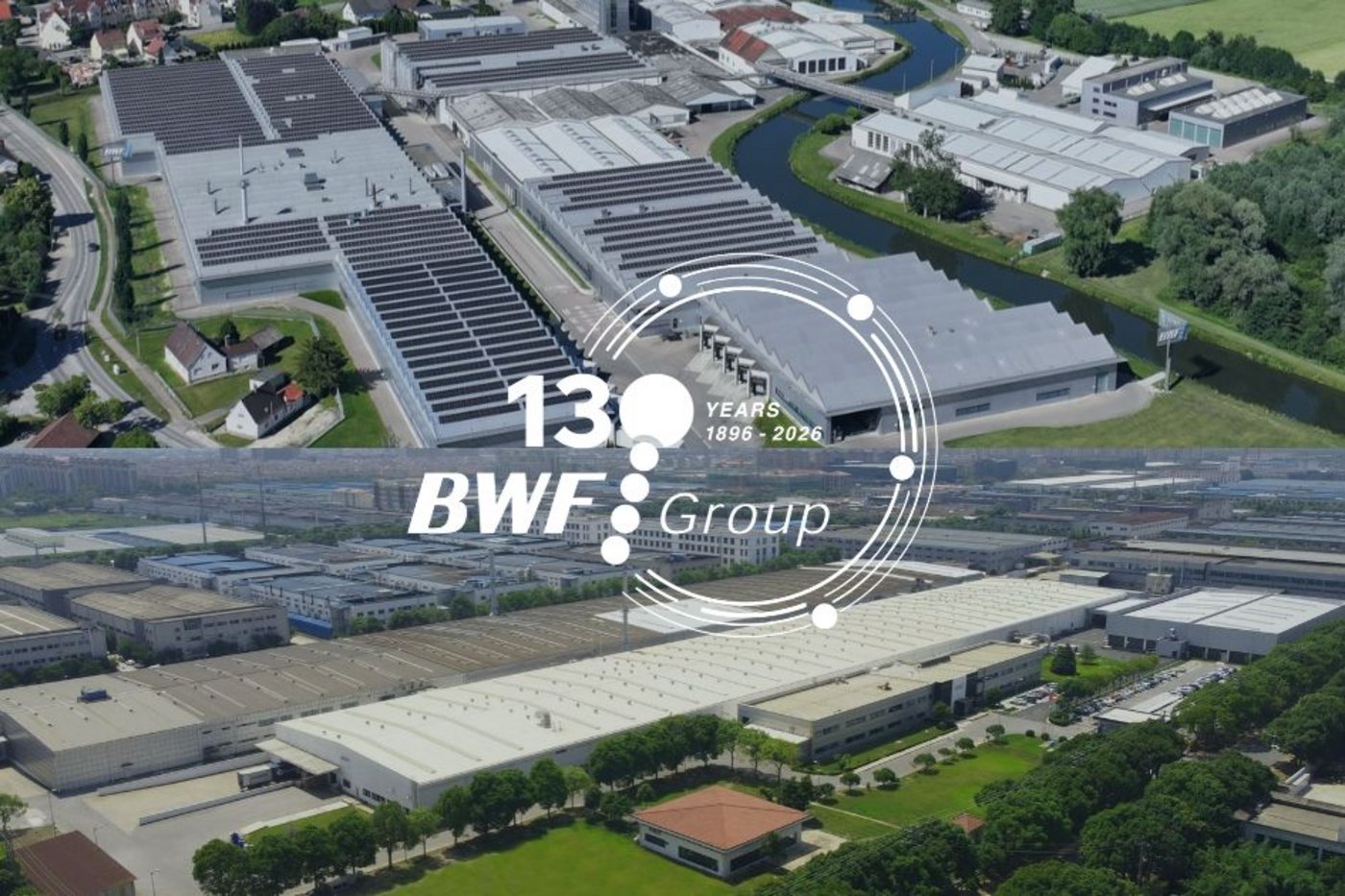 Luftbild Standort BWF Group, Offingen oben und Standort BWF Envirotec, China unten