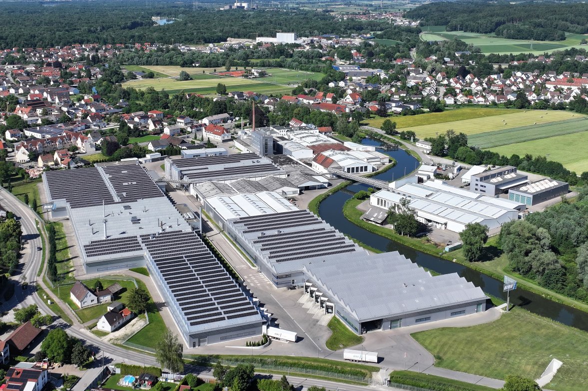 Aerial view of the BWF Group Headquarters in Offingen