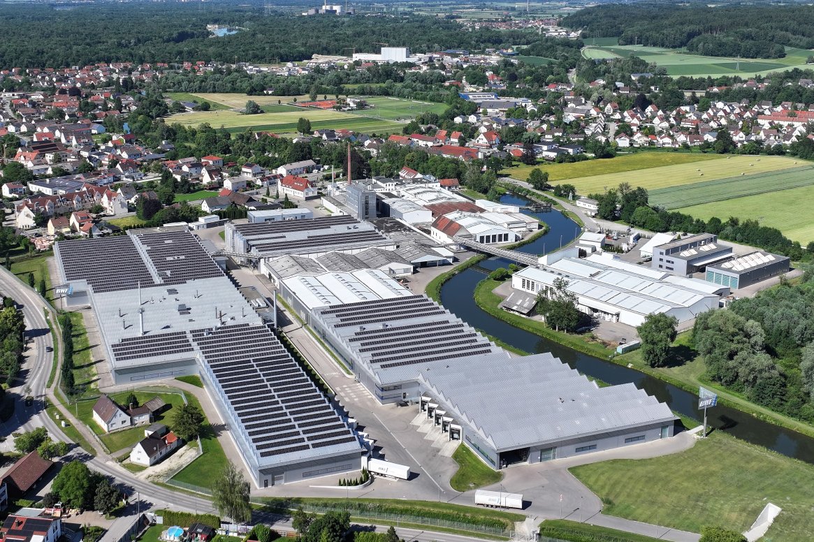 Aerial view of the BWF Group Headquarters in Offingen
