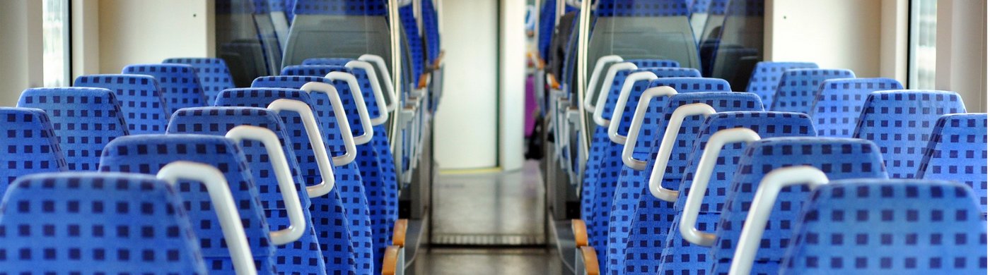 Seats on a train – symbolic image Fire blocker for train seats